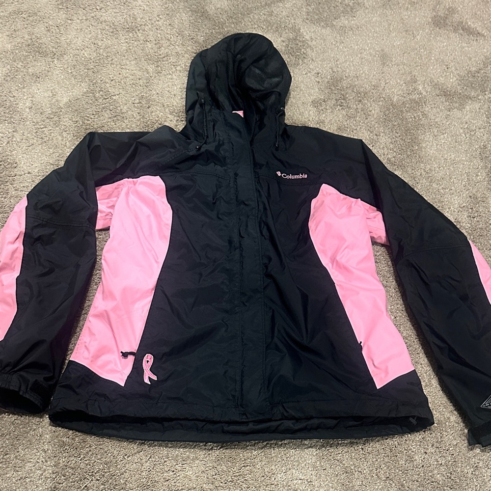 Columbia Two-Tone Black and Pink Hooded Jacket